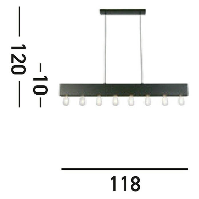 Searchlight Hanglamp Piano (l x b x h: 118 x 7 x 11,5 cm, Zwart, E27) | BAUHAUS