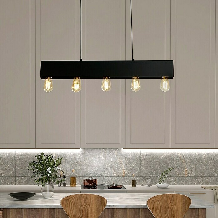 Searchlight Hanglamp Piano (l x b x h: 80 x 7 x 11,5 cm, Zwart, E27) | BAUHAUS