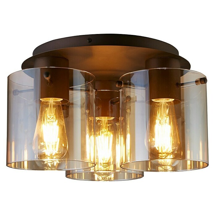 Searchlight Plafondlamp Sweden (l x b x h: 39 x 39 x 21 cm, Mokka, Amber, E27) | BAUHAUS