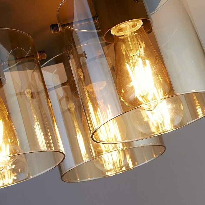 Searchlight Plafondlamp Sweden (l x b x h: 39 x 39 x 21 cm, Mokka, Amber, E27) | BAUHAUS