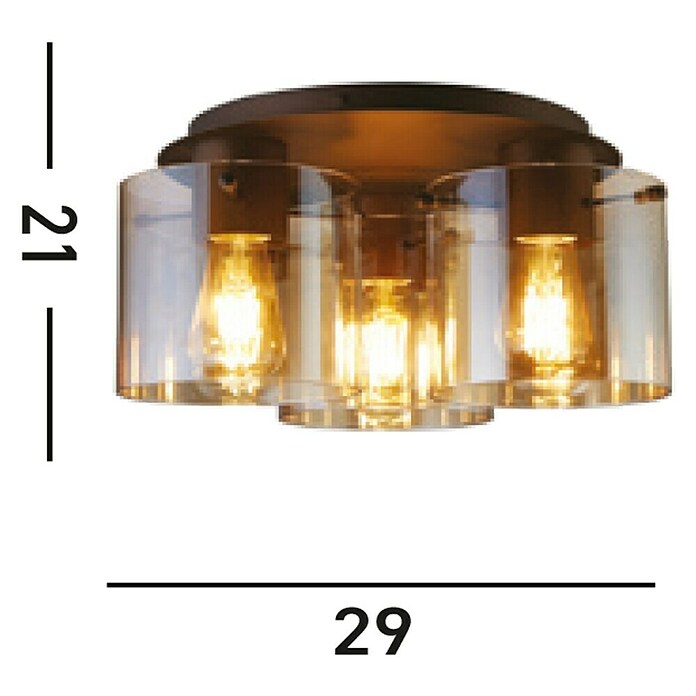 Searchlight Plafondlamp Sweden (l x b x h: 39 x 39 x 21 cm, Mokka, Amber, E27) | BAUHAUS