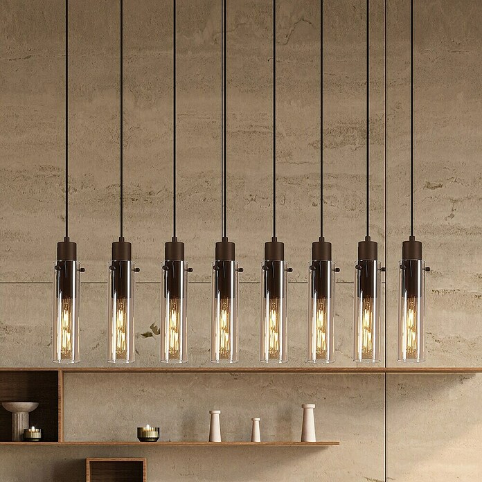 Searchlight Hanglamp Sweden (l x b x h: 110 x 7 x 32 cm, Kleur glas: Amber, E27) | BAUHAUS
