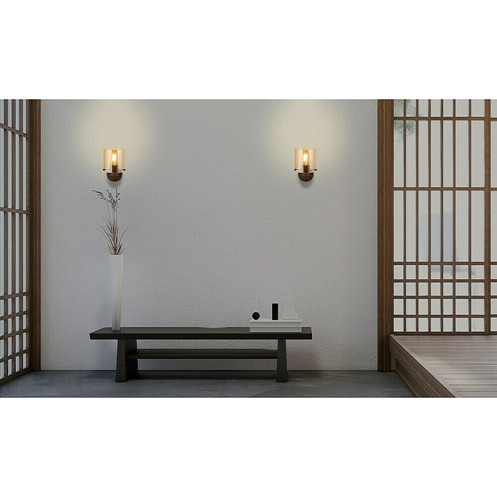 Searchlight Wandlamp Sweden (Mokka en Amber, Amber, E27) | BAUHAUS