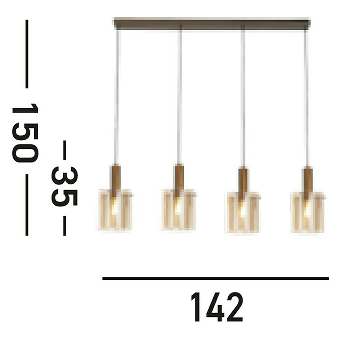 Searchlight Hanglamp Sweden (l x b x h: 142 x 22 x 35 cm, Kleur glas: Amber, E27) | BAUHAUS