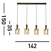 Searchlight Hanglamp Sweden (l x b x h: 142 x 22 x 35 cm, Kleur glas: Amber, E27) | BAUHAUS