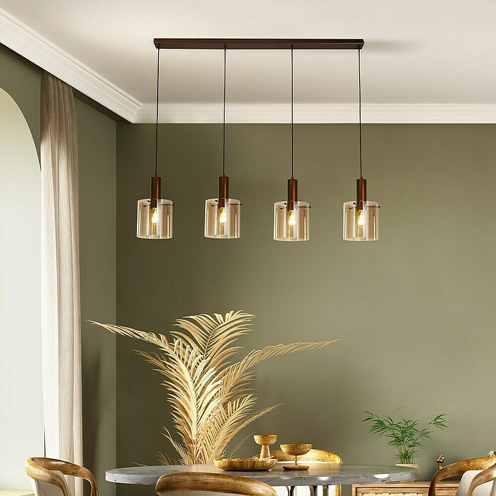 Searchlight Hanglamp Sweden (l x b x h: 142 x 22 x 35 cm, Kleur glas: Amber, E27) | BAUHAUS