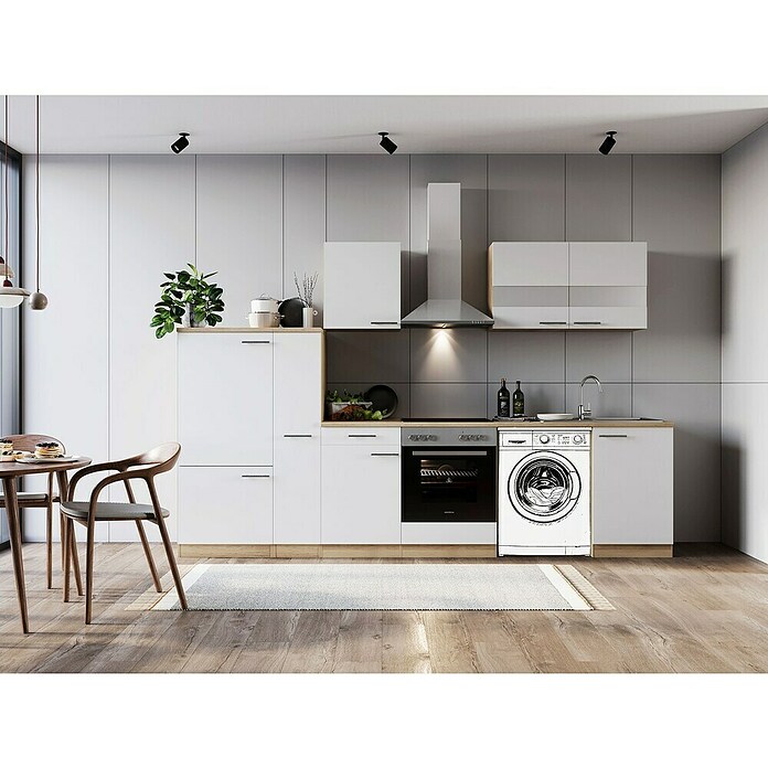 Respekta Küchenzeile Merle (Breite: 310 cm, Weiß, Mit Elektrogeräten, Mit Waschmaschinennische) | BAUHAUS