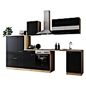 Respekta Küchenzeile Merle (Breite: 310 cm, Schwarz, Mit Elektrogeräten, Mit Waschmaschinennische) | BAUHAUS
