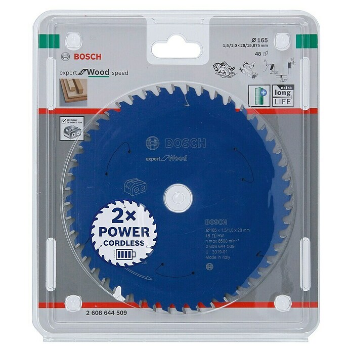 Bosch Disco de sierra (Diámetro: 165 mm, Orificio: 20 mm, Número de dientes: 48 dientes)