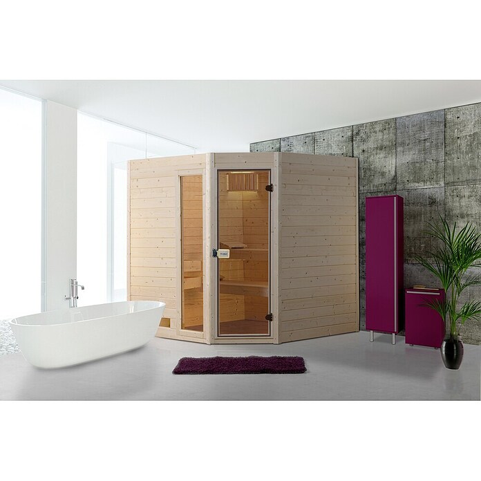 Finnwood Massivholzsauna Lasse 3 (Elektroofen, Steuerung Ofen: Integriert, L x B x H: 172 x 189 x 203 cm) | BAUHAUS