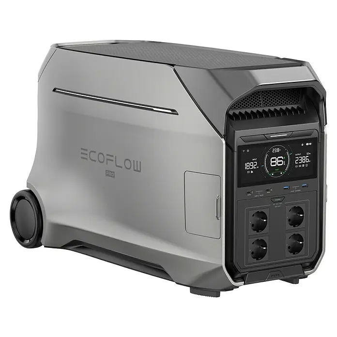 EcoFlow Estación de energía portátil solar Delta Pro 3 - 4.096 Wh, Plata - Estación de energía portátil EcoFlow Pro con ruedas para energía en movimiento, con pantalla para supervisar la entrada y salida.