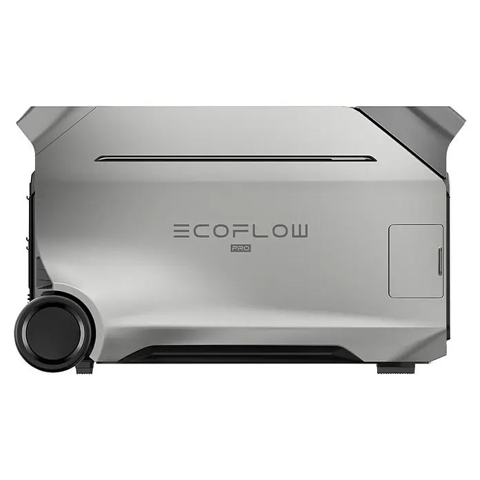 EcoFlow Powerstation Delta Pro 3 - 0% MwSt. - 4.096 Wh, Silber, Schwarz - Detailaufnahme eines EcoFlow Pro Stromspeichers, der für netzunabhängige Stromversorgung und hohe Leistung konzipiert ist.