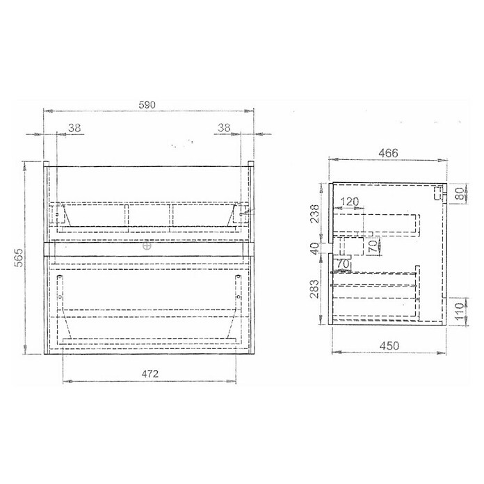 Best Design Wastafelonderkast Splash-Grey-Greeploos (b x d x h: 59,5 x 47 x 56 cm, Grijs-Eiken) | BAUHAUS