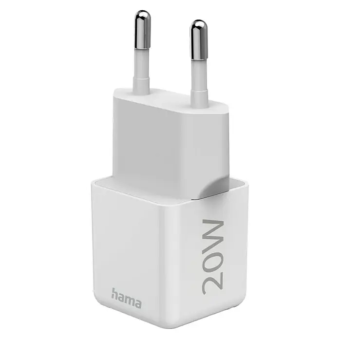 Hama USB-Adapter Schnellladegerät - 20 W, Weiß, USB C-Stecker - Weißes Hama 20W USB-C-Netzteil für schnelles und effizientes Laden von Smartphones, Tablets und anderen USB-C-Geräten.