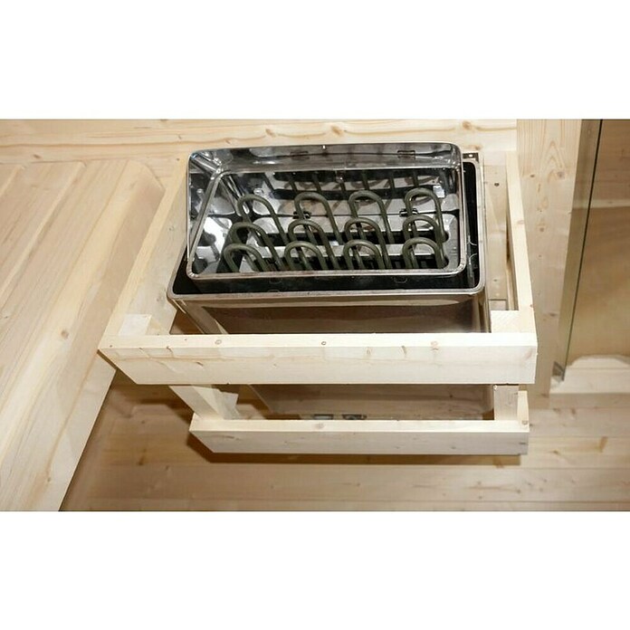 Sanotechnik Savna hiša Rauma  (Do x Š x V: 4.600 x 2.300 x 2.195 mm) | 4146 - Element-Saunen | DCGA - Fertigsauna | DCG - Sauna Wellness | DC - Sanitärinstallation | D - Sanitär | BAUHAUS