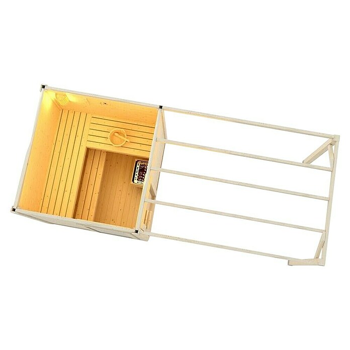 Sanotechnik Savna hiša Rauma  (Do x Š x V: 4.600 x 2.300 x 2.195 mm) | 4146 - Element-Saunen | DCGA - Fertigsauna | DCG - Sauna Wellness | DC - Sanitärinstallation | D - Sanitär | BAUHAUS