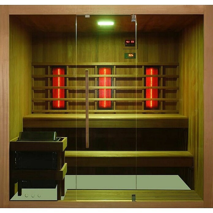Sanotechnik IR kabina in finska savna Kotka  (Do x Š x V: 200 x 150 x 190 cm, 6,9 kW) | 4146 - Element-Saunen | DCGA - Fertigsauna | DCG - Sauna Wellness | DC - Sanitärinstallation | D - Sanitär | BAUHAUS