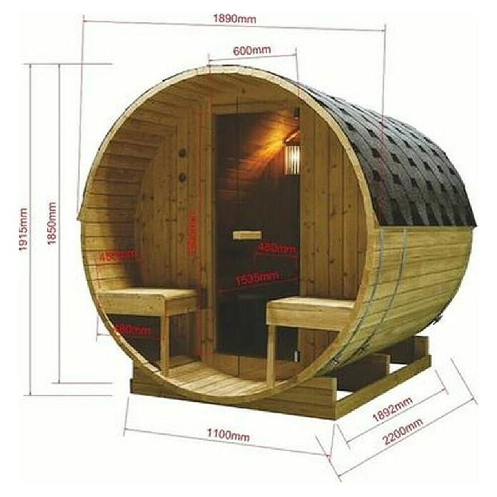 Sanotechnik Savna v sodu Bergen  (Les, Do x Š x V: 220 x 189 x 191,5 cm) | 4146 - Element-Saunen | DCGA - Fertigsauna | DCG - Sauna Wellness | DC - Sanitärinstallation | D - Sanitär | BAUHAUS