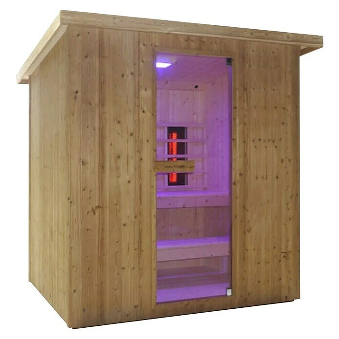 Sanotechnik Savna hiša Lahti  (Do x Š x V: 198 x 181,5 x 200,2 cm, 6 kW, Termo smrekov les) | 4146 - Element-Saunen | DCGA - Fertigsauna | DCG - Sauna Wellness | DC - Sanitärinstallation | D - Sanitär | BAUHAUS