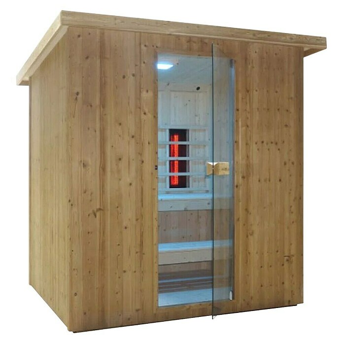 Sanotechnik Savna hiša Lahti  (Do x Š x V: 198 x 181,5 x 200,2 cm, 6 kW, Termo smrekov les) | 4146 - Element-Saunen | DCGA - Fertigsauna | DCG - Sauna Wellness | DC - Sanitärinstallation | D - Sanitär | BAUHAUS