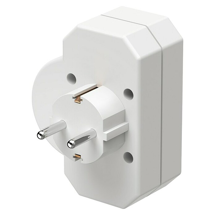 Hama Euro-Adapter 1 x Schutzkontakt, 2 x Euro mit Schalter (Weiß, 16 A) | BAUHAUS