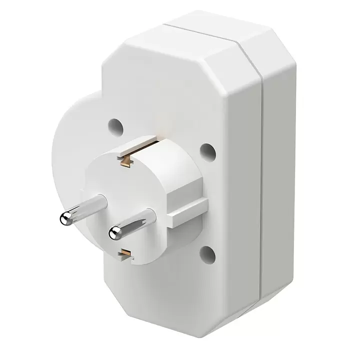 Hama Euro-Adapter 1 x Schutzkontakt, 2 x Euro mit Schalter - Weiß, 16 A - Weißer Typ F (Schuko) Mehrfachstecker mit mehreren Steckdosen.