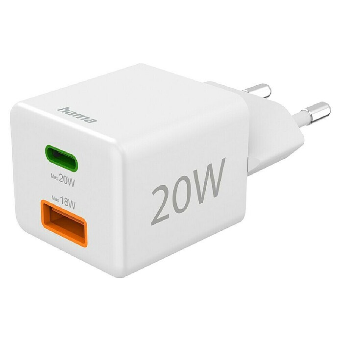 Hama USB-Adapter Schnellladegerät USB-C+A (Weiß, 20 W) | BAUHAUS