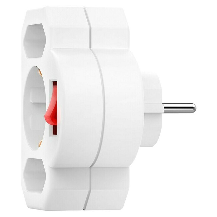 Hama Euro-Adapter 1 x Schutzkontakt, 2 x Euro mit Schalter (Weiß, 16 A) | BAUHAUS