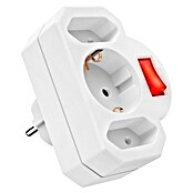 Hama Euro-Adapter 1 x Schutzkontakt, 2 x Euro mit Schalter (Weiß, 16 A) | BAUHAUS