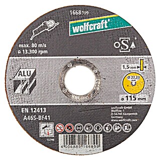 Wolfcraft Trennscheibe (Geeignet für: Aluminium, Durchmesser: 115 mm, Bohrung: 22,22 mm)