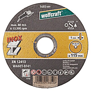 Wolfcraft Trennscheibe (Geeignet für: Stahl, Durchmesser: 115 mm, Bohrung: 22,22 mm)