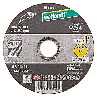 Wolfcraft Trennscheibe (Geeignet für: Aluminium, Durchmesser: 125 mm, Bohrung: 22,22 mm)