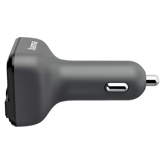 Hama Kfz-Ladegerät FM-Transmitter - Bluetooth - Kompaktes dunkelgraues Hama Kfz-Ladegerät mit Chromakzenten.