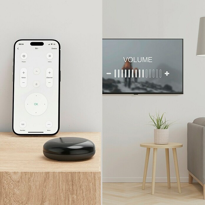 Hama Wifi Steuerzentrale WLAN-Universal-Fernbedienung Infrarot für Sprach- / App-Steuerung (Schwarz) | BAUHAUS
