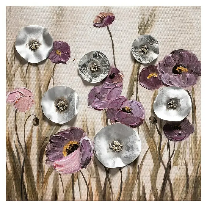 Bubola & Naibo Cuadro pintado a mano Flores 705 - Flores 705, An x Al: 30 x 30 cm - Arte floral: Una pintura con flores de diferentes colores y texturas, creando una composición interesante.