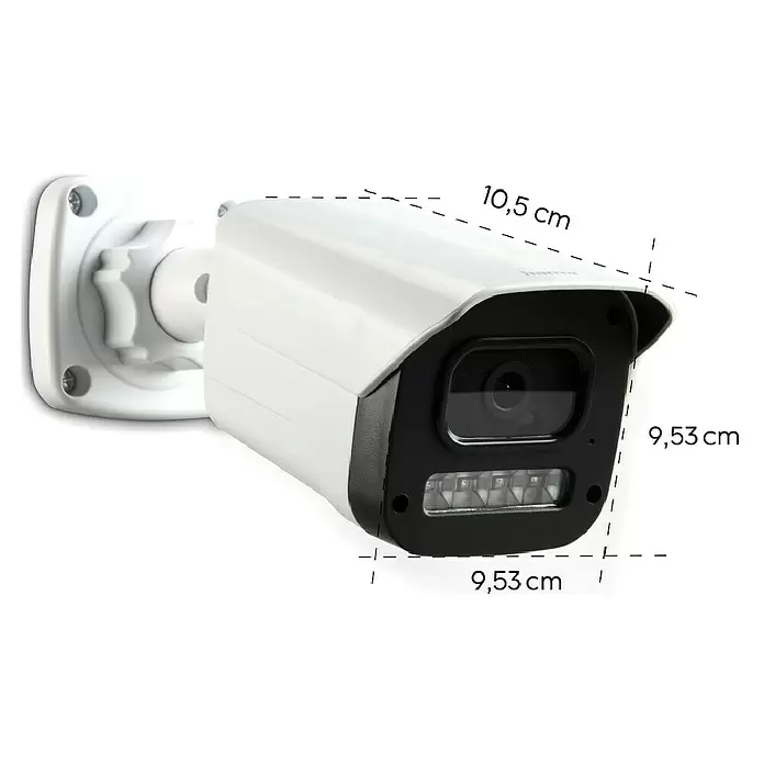 Hama Wifi Überwachungskamera - Weiß, Erfassungswinkel: 110 ° - Weiße und schwarze Bullet-Überwachungskamera mit Maßen: 10,5 cm Länge, 9,53 cm Höhe, 9,53 cm Breite.