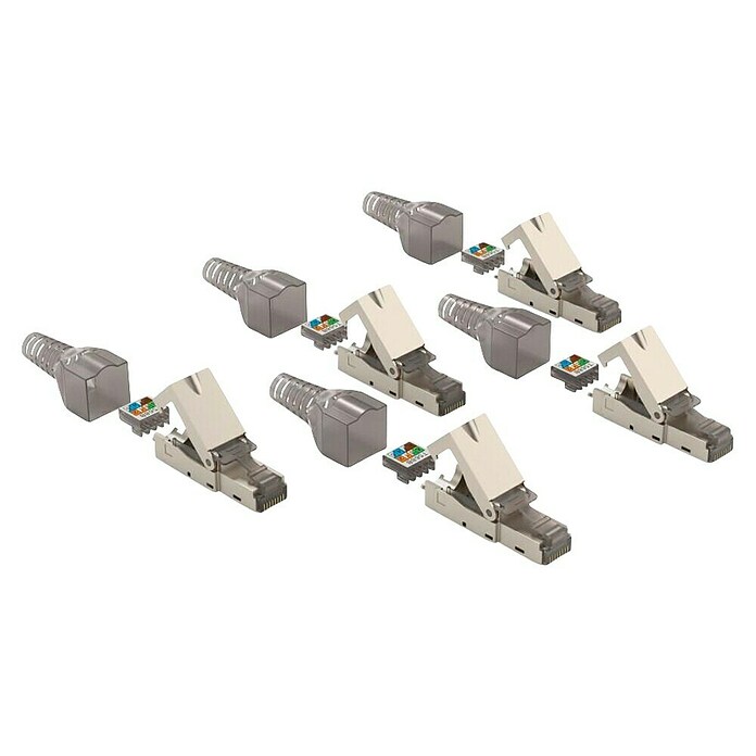 Hama Netzwerk-Stecker CAT-6a 10 Gbit/s 5 Stück (RJ45-Buchse, Grau, 5 Stk.) | BAUHAUS