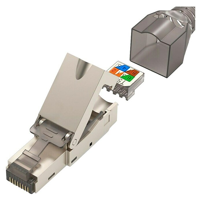 Hama Netzwerk-Stecker CAT-6a 10 Gbit/s 5 Stück (RJ45-Buchse, Grau, 5 Stk.) | BAUHAUS