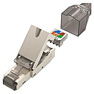 Hama Netzwerk-Stecker CAT-6a 10 Gbit/s 5 Stück (RJ45-Buchse, Grau, 5 Stk.)