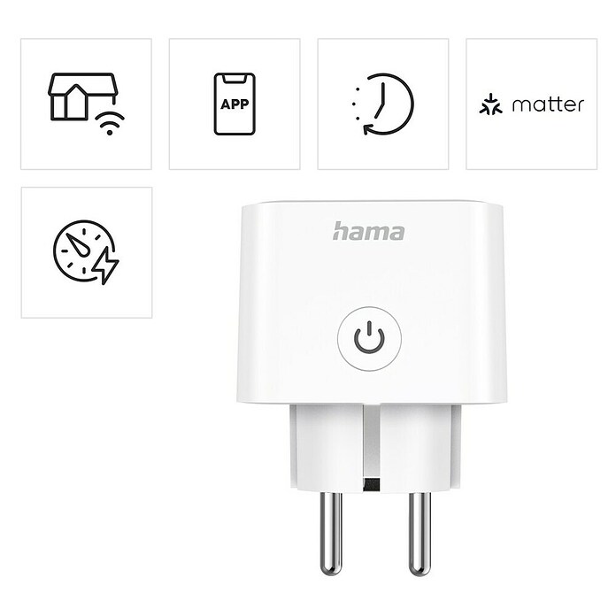 Hama Funksteckdose WLAN-Steckdose Matter (Weiß, Max. Anschlussleistung: 3.680 W, 1 Stk.) | BAUHAUS