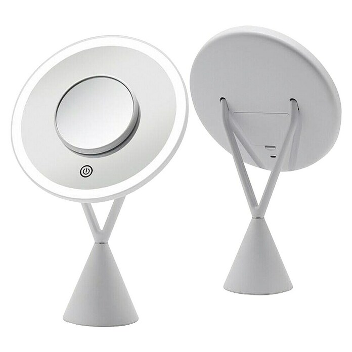 Tauro Baño Espejo cosmético 3 luces (21 x 34 cm, Diámetro: 20 cm, Redonda, Plata, Aumento 1: 700 %) | BAUHAUS