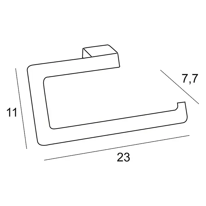 Tauro Baño Evo Toallero de anilla - Cromo, Resplandeciente - Ilustración de un portarrollos de papel higiénico con dimensiones, con un diseño elegante y funcional para baños.