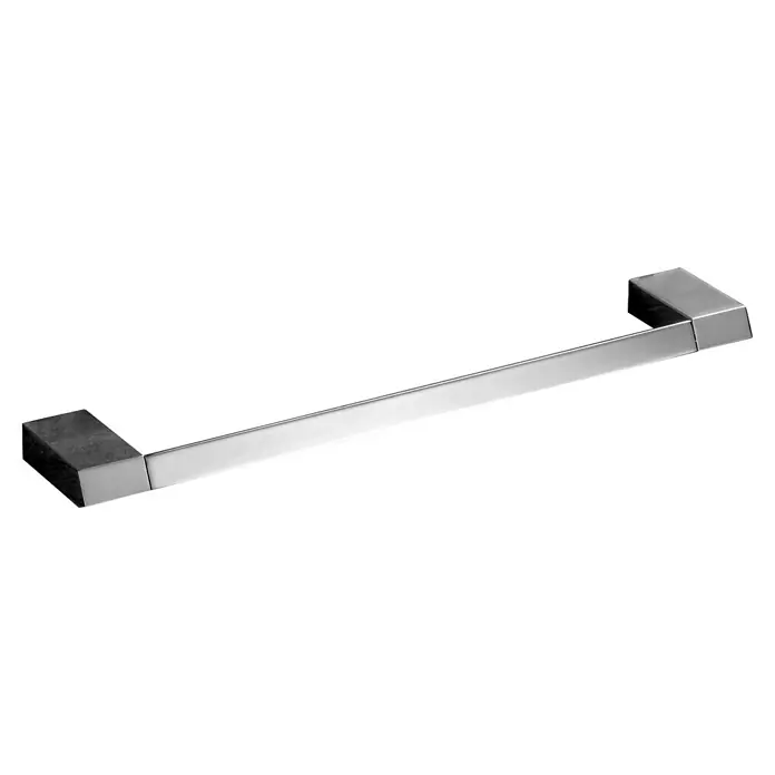 Tauro Baño Evo Toallero de barra - 45 cm, Cromo - Un toallero brillante de color plateado con extremos cuadrados, ideal para cualquier diseño de baño que combine funcionalidad y estilo.