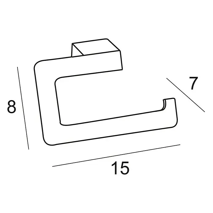 Tauro Baño Evo Portarrollos papel higiénico -  - Ilustración de un portarrollos de papel higiénico, que mide 15 x 8 x 7 cm, mostrado en un dibujo técnico.