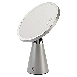 Tauro Baño Espejo cosmético Bluetooth (23 x 34 cm, Diámetro: 23 cm, Redonda, Plata, Aumento 1: 700 %)