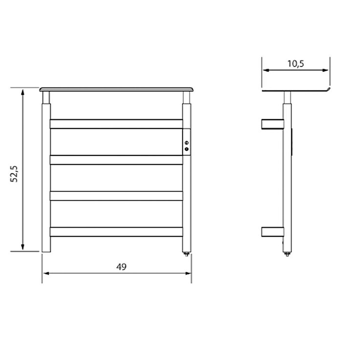Tauro Baño Radiador toallero eléctrico con repisa (An x Al: 49 x 52,5 cm, 90 W, Negro) | BAUHAUS