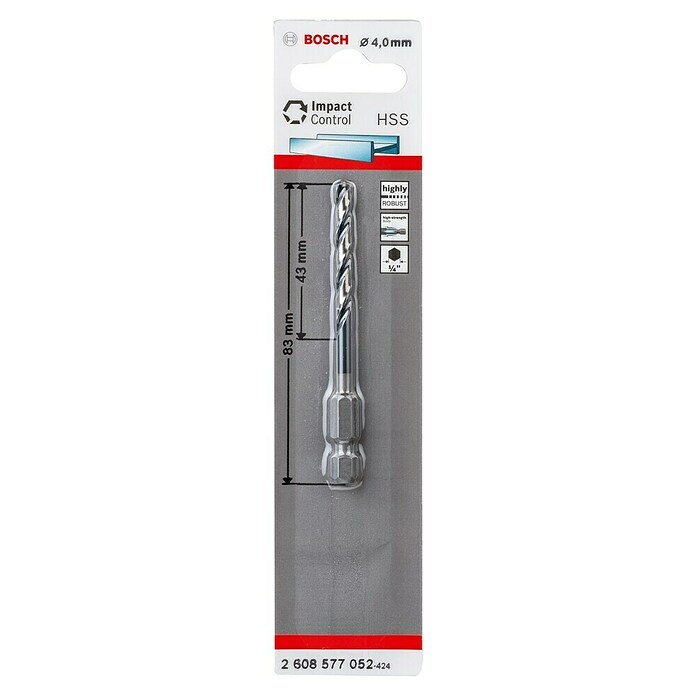 Bosch Metaalboor HSS 4 mm - zeskant (1 st., Boordiameter: 4 mm) | BAUHAUS