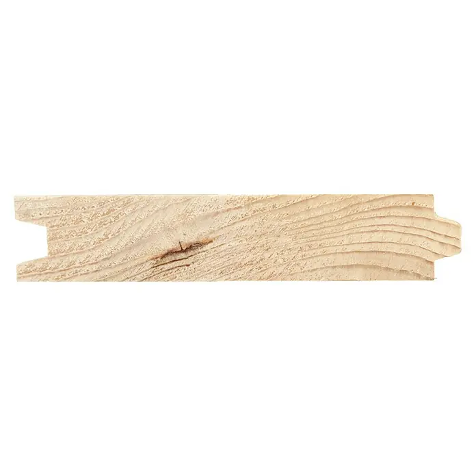 Rauhspund - Fichte, 3.000 x 96 x 19 mm - Nahaufnahme eines unbehandelten Holzprofils mit deutlicher Maserung, ideal für Bau- oder DIY-Projekte.