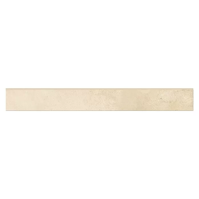Queens Sockelfliese - 7,2 x 59,8 cm, Beige, Matt - Hellbeige rechteckige Fliese mit körniger, steinähnlicher Textur.