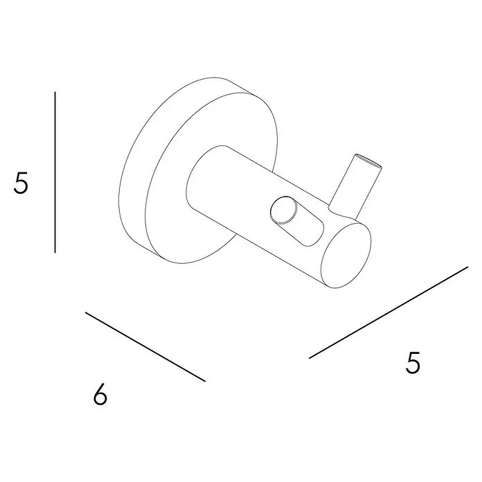 Tauro Baño Nude Colgador de baño - Negro - Ilustración de un diseño de gancho de pared con dimensiones, ideal para baño o pasillo.